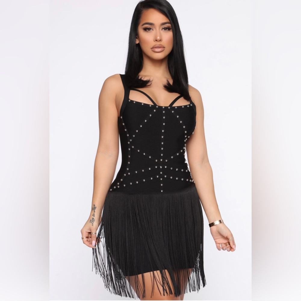 Fringe Bandage Studded Dress
